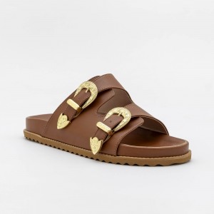 Papete com Fivelas Ajustáveis Western Caramelo